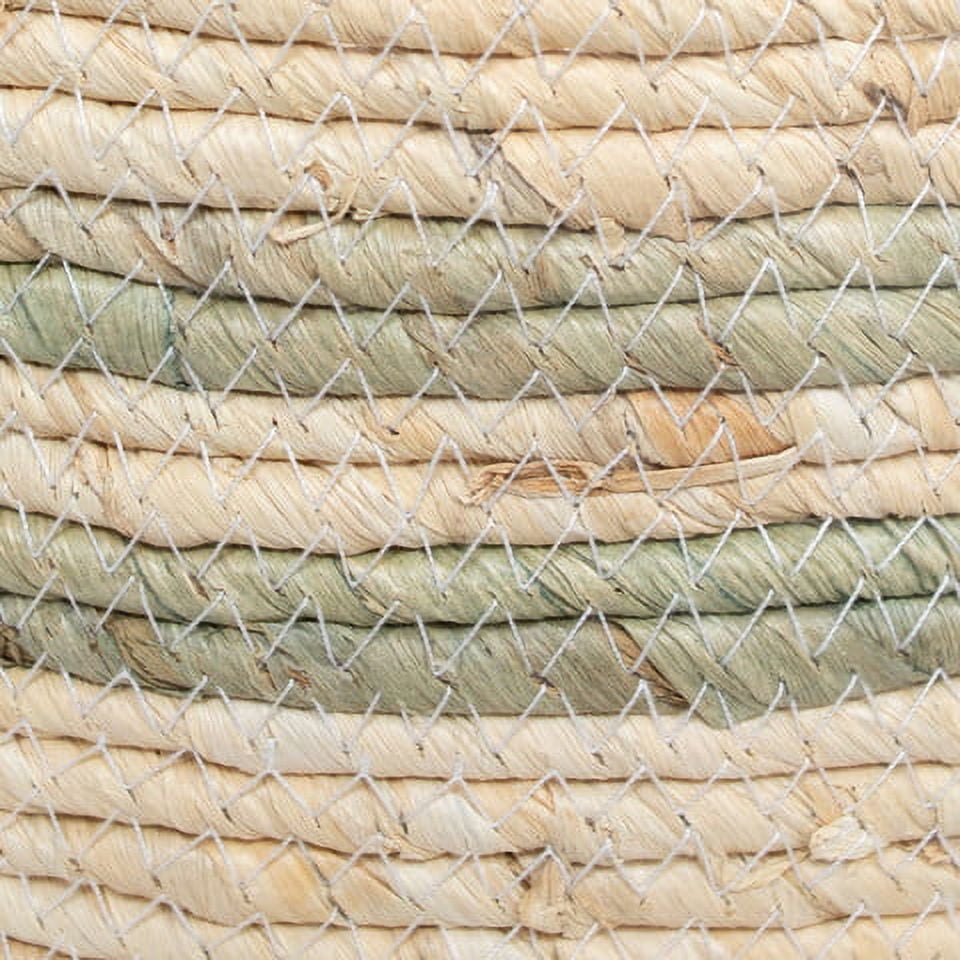 Better Homes & Gardens Natural Maize Colored Stripe Basket, Green, Large