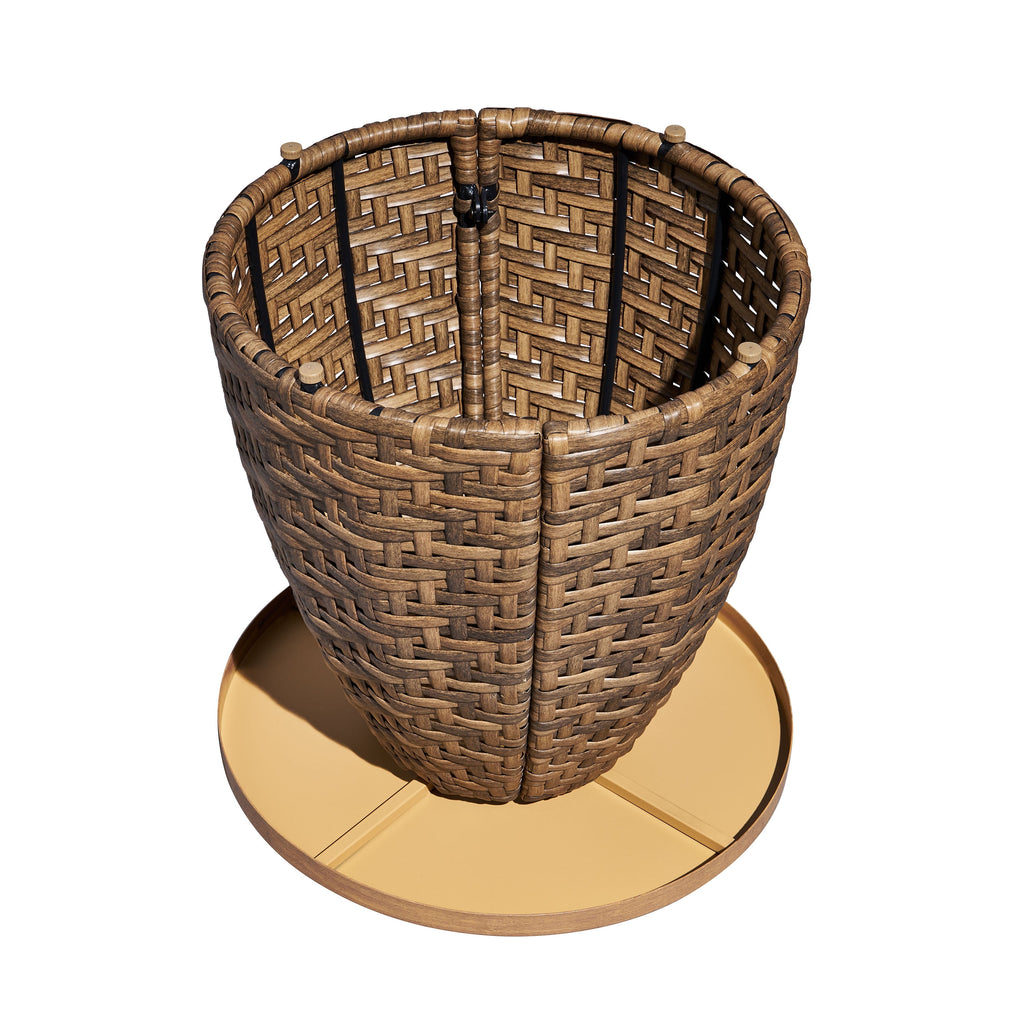 Beautiful Wicker Outdoor Side Table with Faux Wood Top by Drew Barrymore, Brown