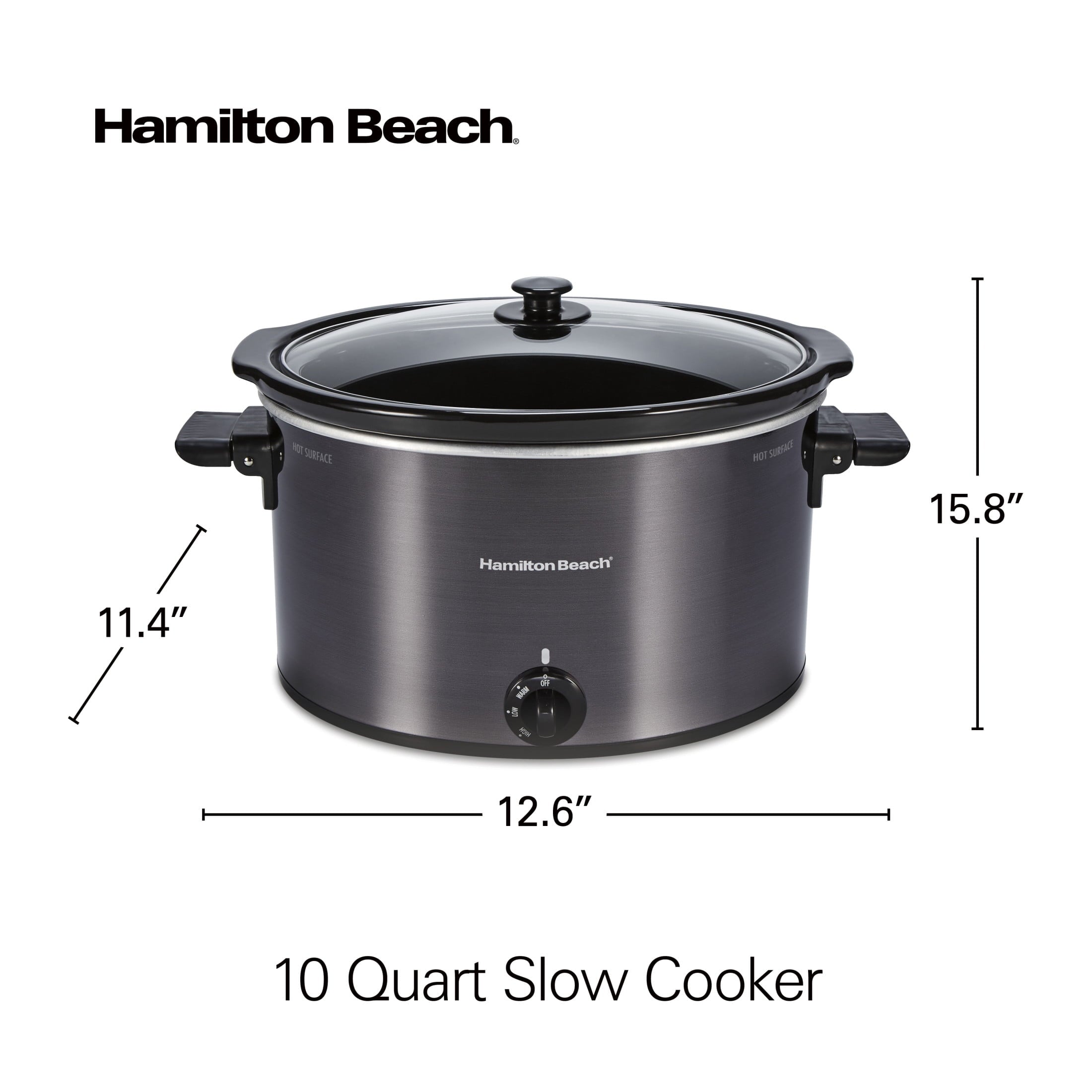 Hamilton Beach 10 Qt Slow Cooker, Stoneware Crock with Removable Pot, Black