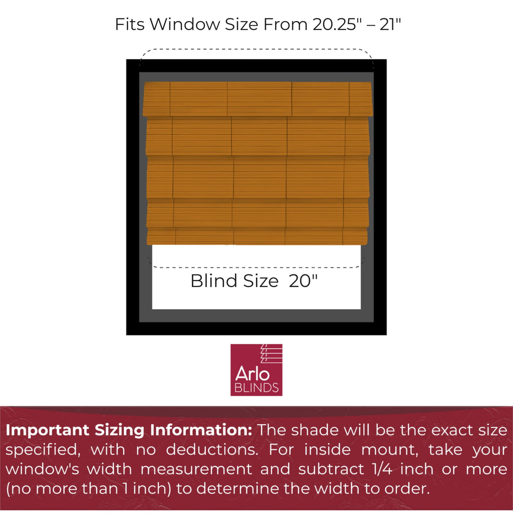 ARLO BLINDS Sheer Bamboo Roman Shade with Valance - 20"W x 60"H - Dali Native