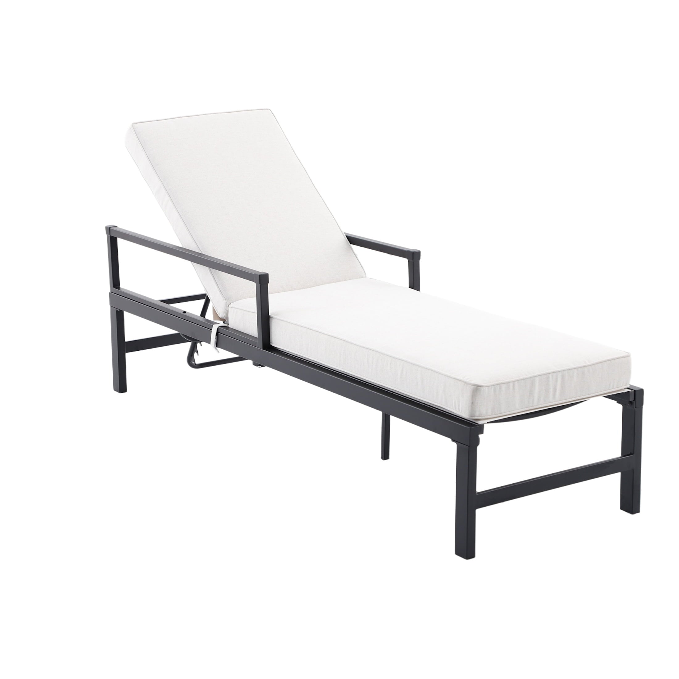 My Texas House Cambria Steel Outdoor Chaise Lounge, Black