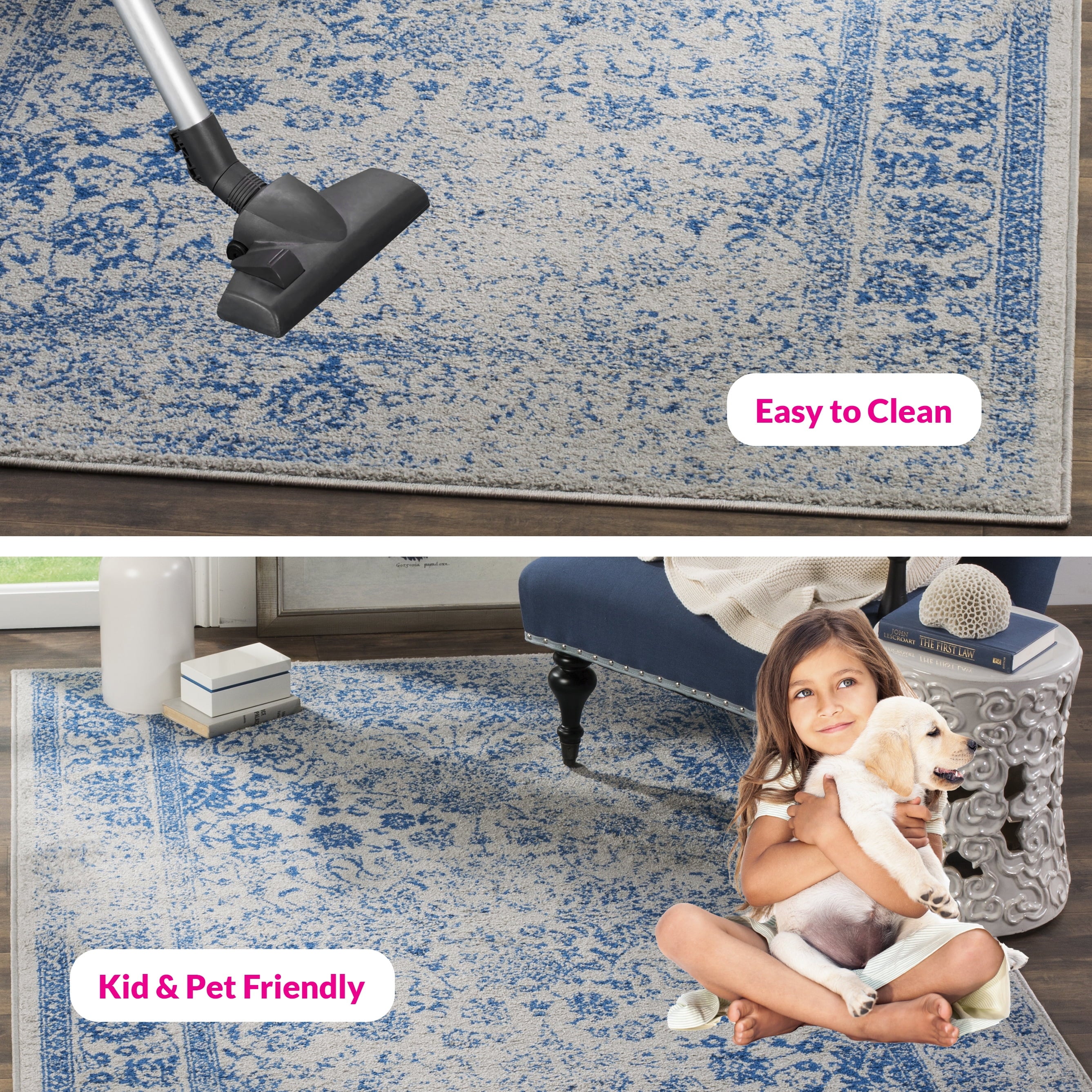 SAFAVIEH Adirondack Wyatt Traditional Distressed Area Rug, Grey/Blue, 8' x 10'