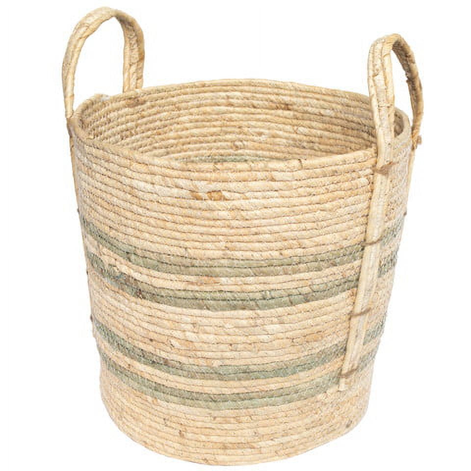 Better Homes & Gardens Natural Maize Colored Stripe Basket, Green, Large