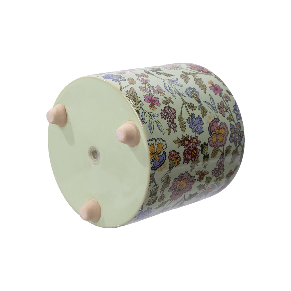 Beautiful 8" Sage Wildflower Footed Ceramic Planter by Drew Barrymore