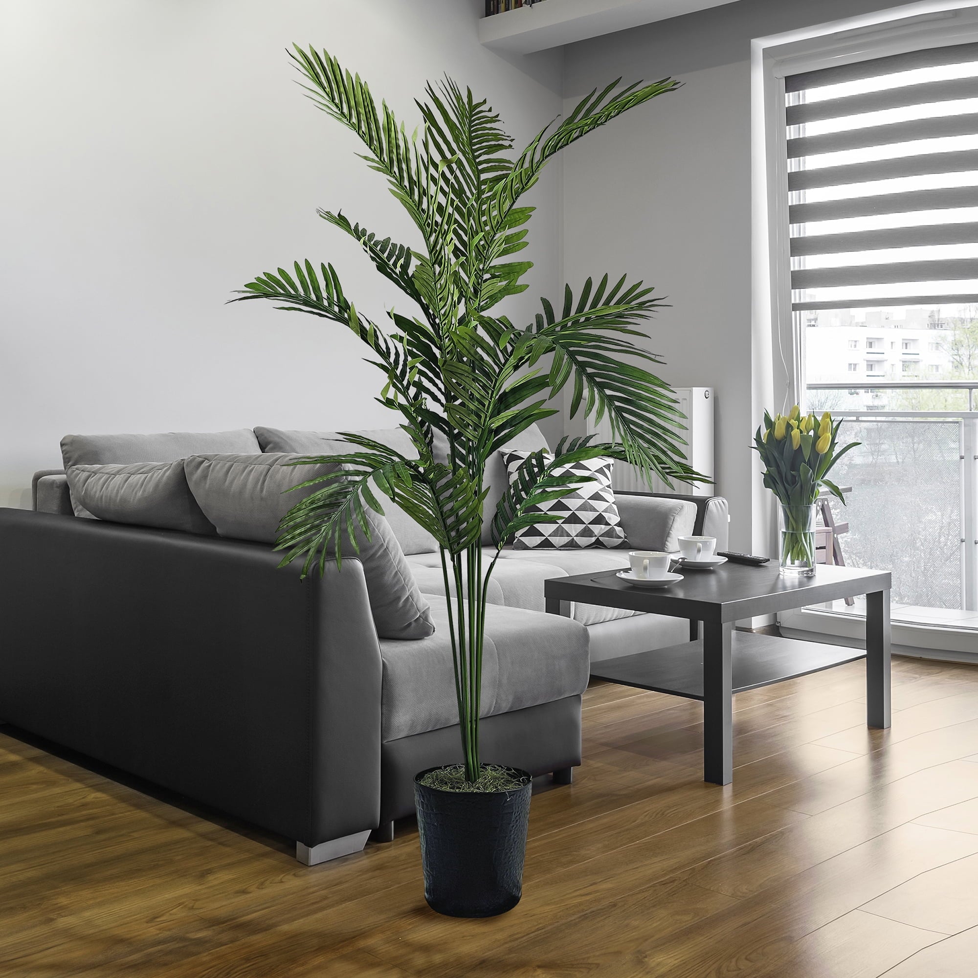 Mainstays Artificial Tree, Palm Tree, 6 ft, Round Metal Container