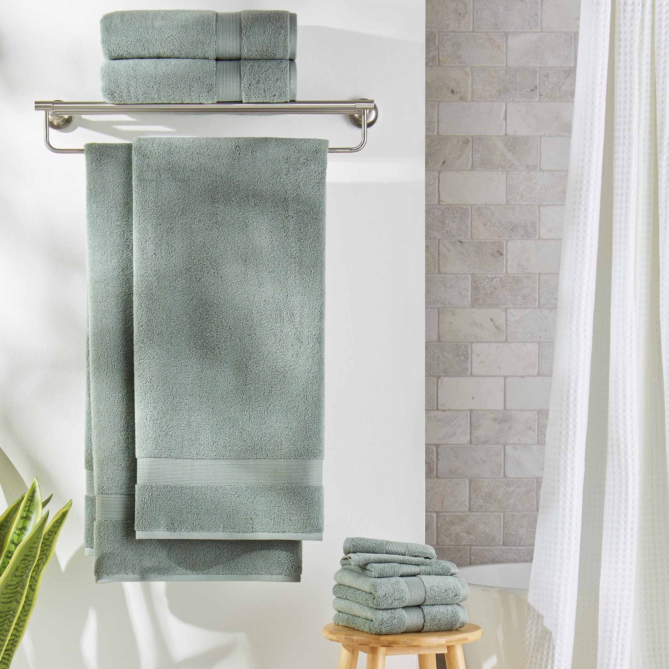 Better Homes & Gardens Signature Soft Solid Cotton 6 Piece Bath Towel Set,Green River