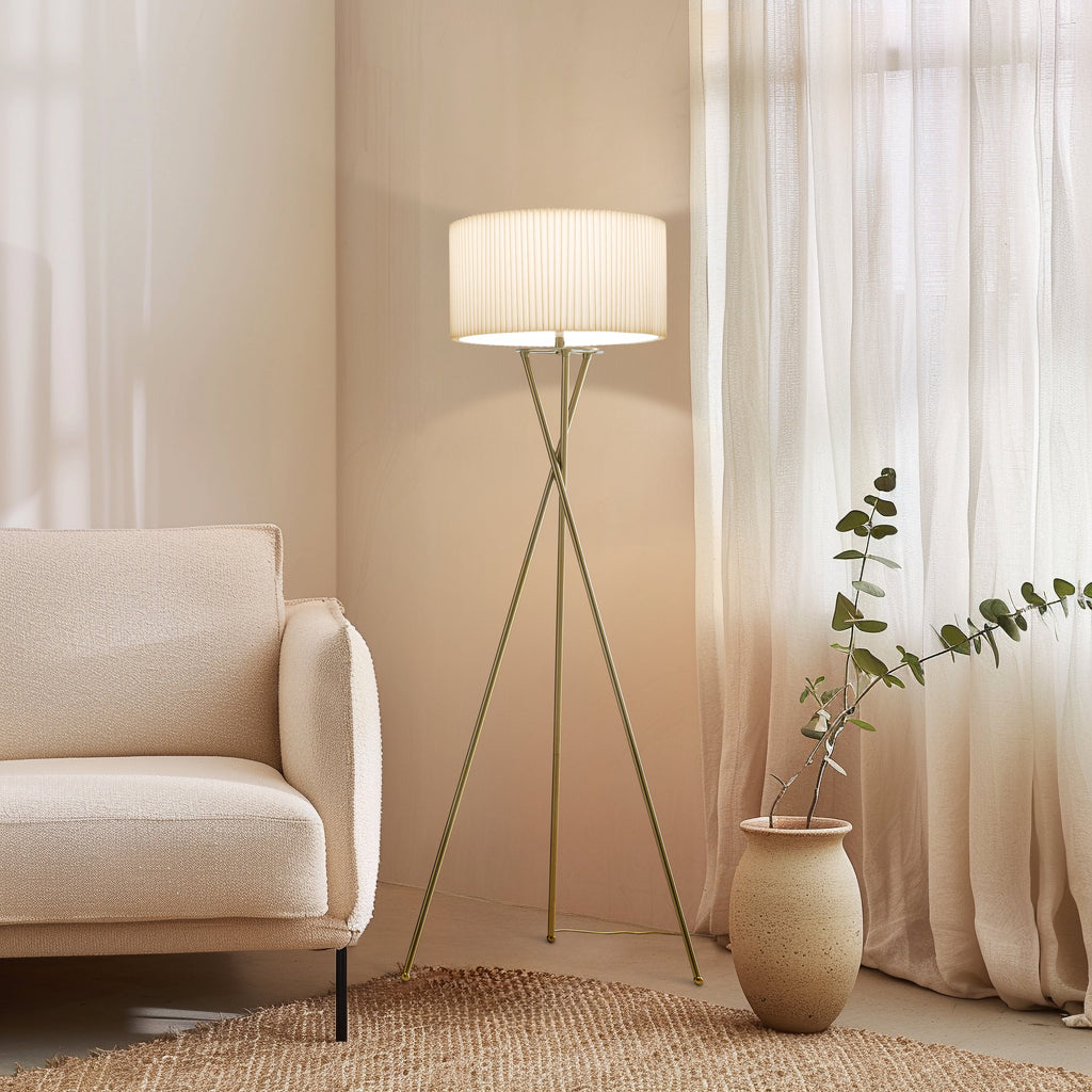 Brightech Jaxon 60" LED Tripod Floor Lamp with Pleated White Shade