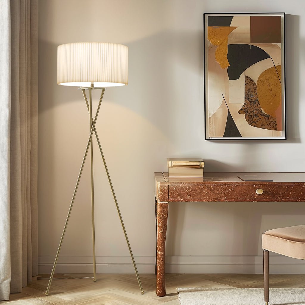 Brightech Jaxon 60" LED Tripod Floor Lamp with Pleated White Shade