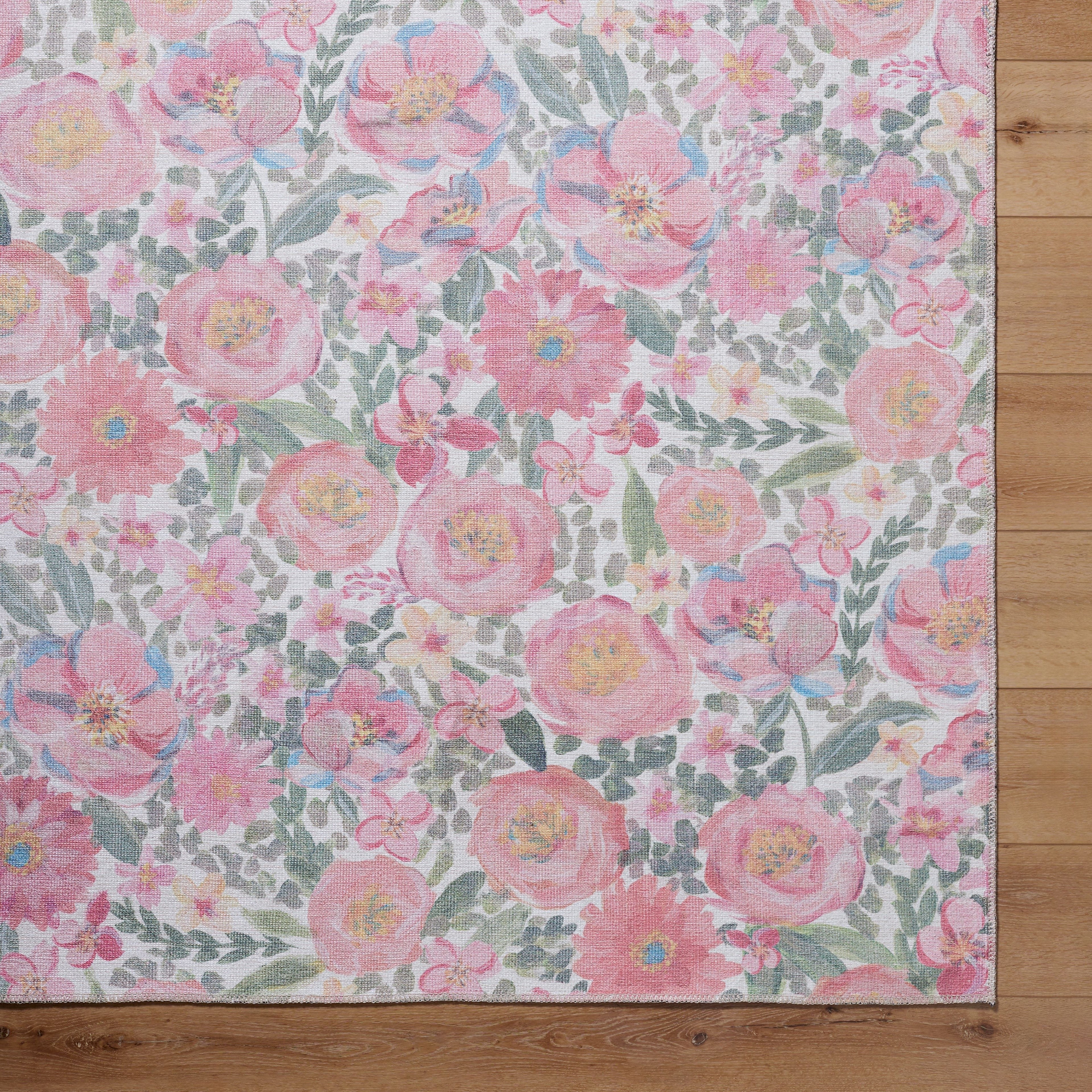 My Texas House Delaney Floral Indoor Washable 8' x 10' Area Rug