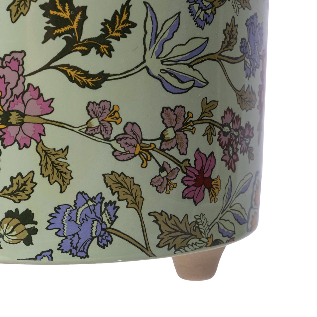 Beautiful 8" Sage Wildflower Footed Ceramic Planter by Drew Barrymore