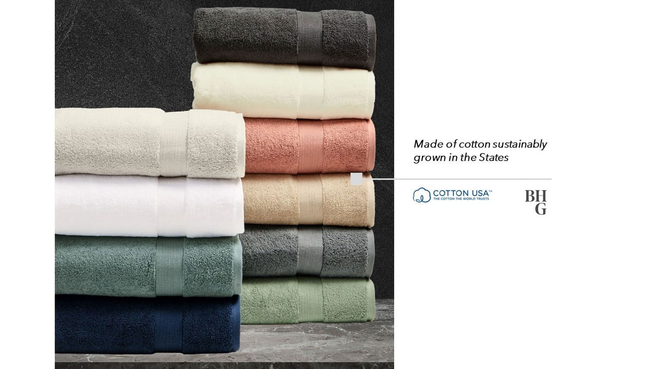 Better Homes & Gardens Signature Soft Solid Cotton 6 Piece Bath Towel Set,Green River