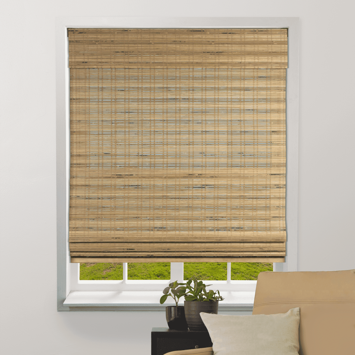 ARLO BLINDS Sheer Bamboo Roman Shade with Valance - 20"W x 60"H - Dali Native