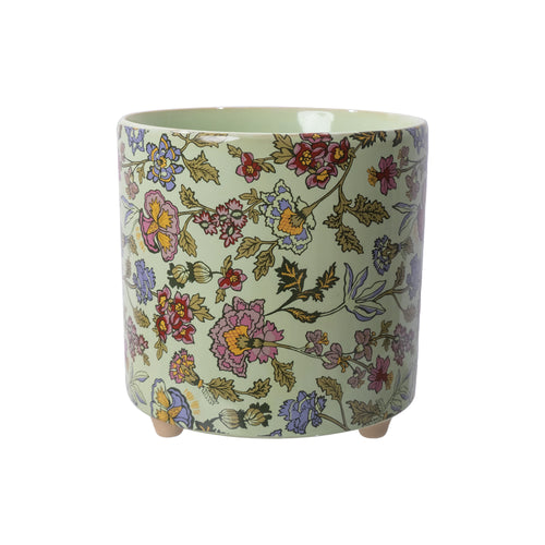 Beautiful 8" Sage Wildflower Footed Ceramic Planter by Drew Barrymore