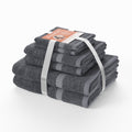Beautiful by Drew Barrymore 6-Piece Dobby Bath Towel Set, Soft 100% Cotton, Charcoal Gray