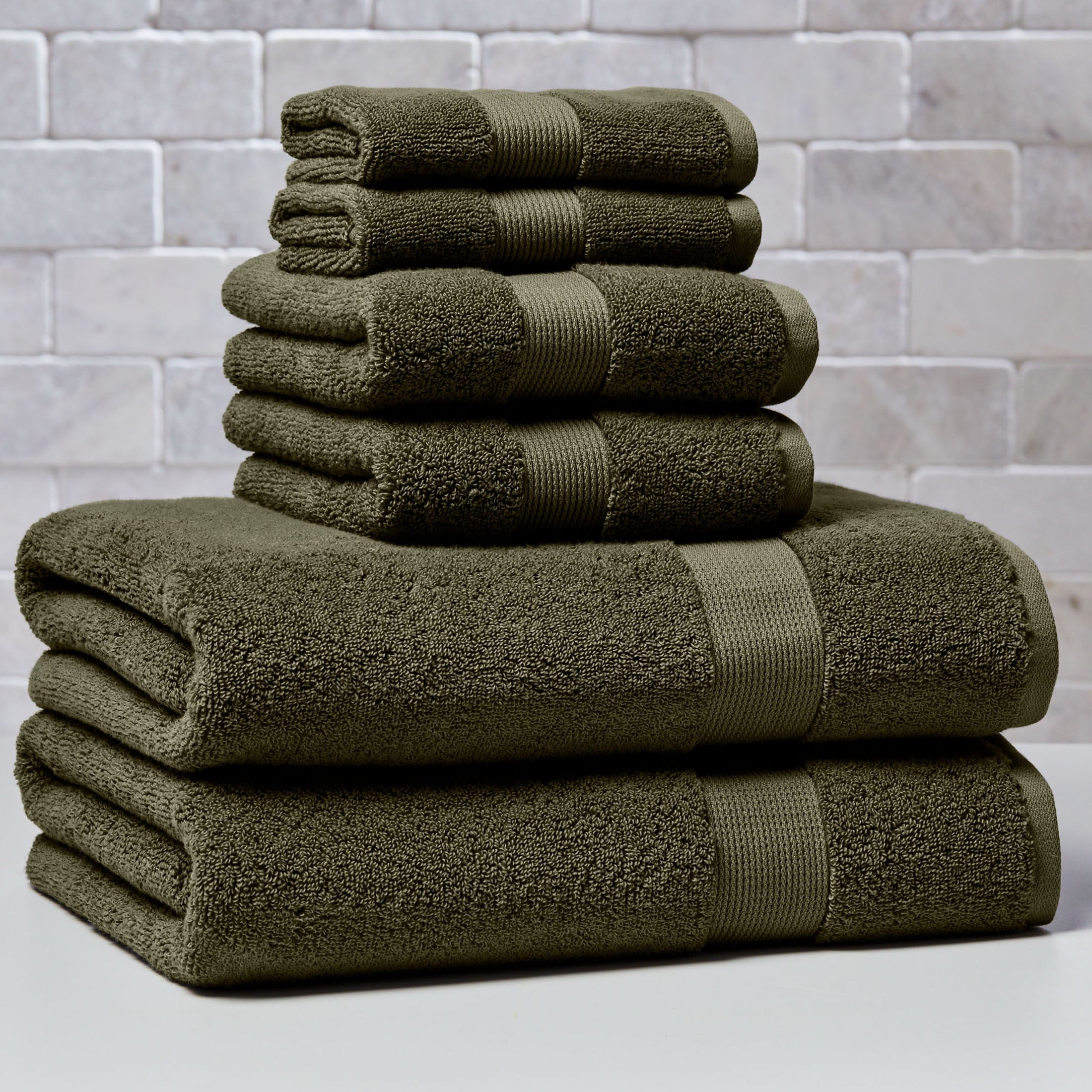 Better Homes & Gardens Signature Soft Solid Cotton 6 Piece Bath Towel Set,Green River