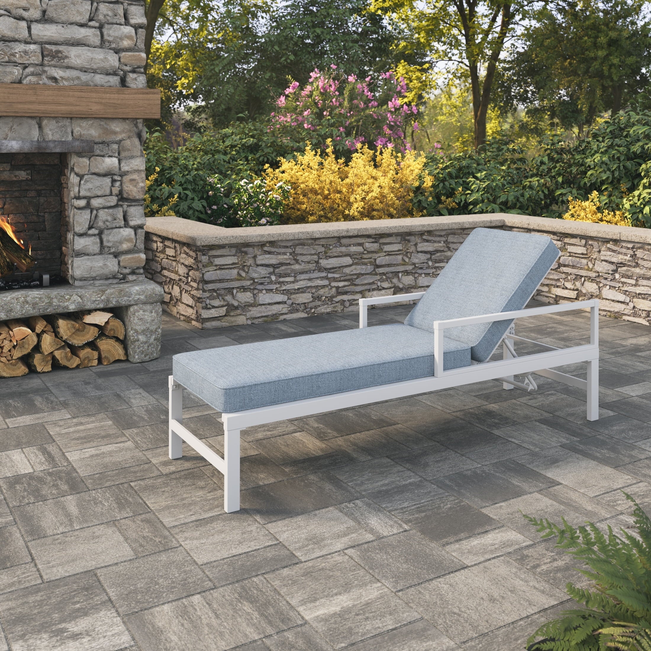 My Texas House Cambria Steel Outdoor Chaise Lounge, Black