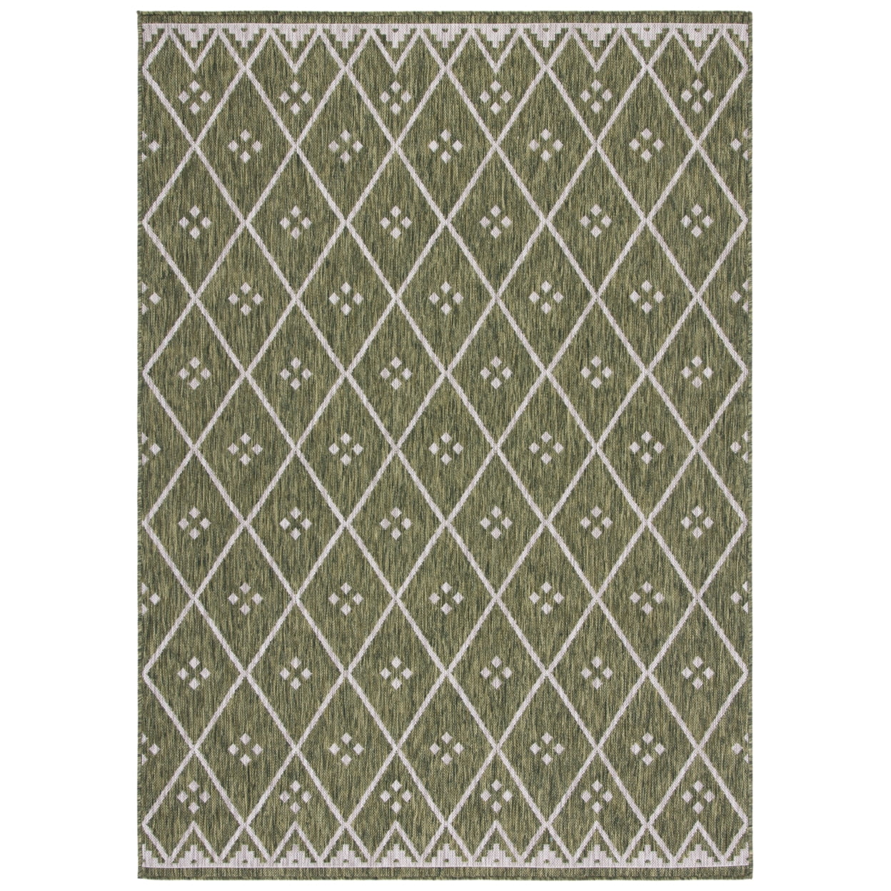 SAFAVIEH Courtyard Wasif Geometric Indoor/Outdoor Area Rug, Ivory/Black, 6'7" x 6'7" Square