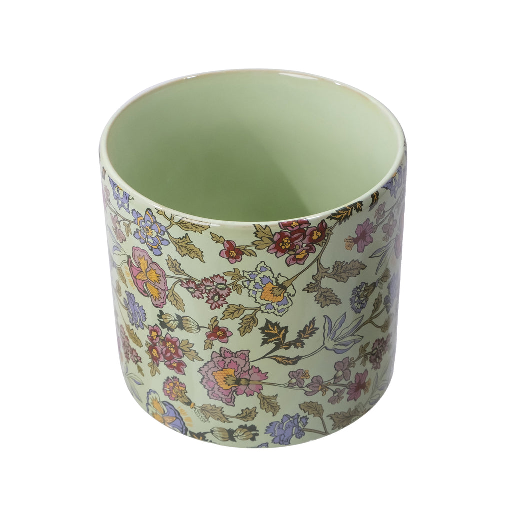 Beautiful 8" Sage Wildflower Footed Ceramic Planter by Drew Barrymore