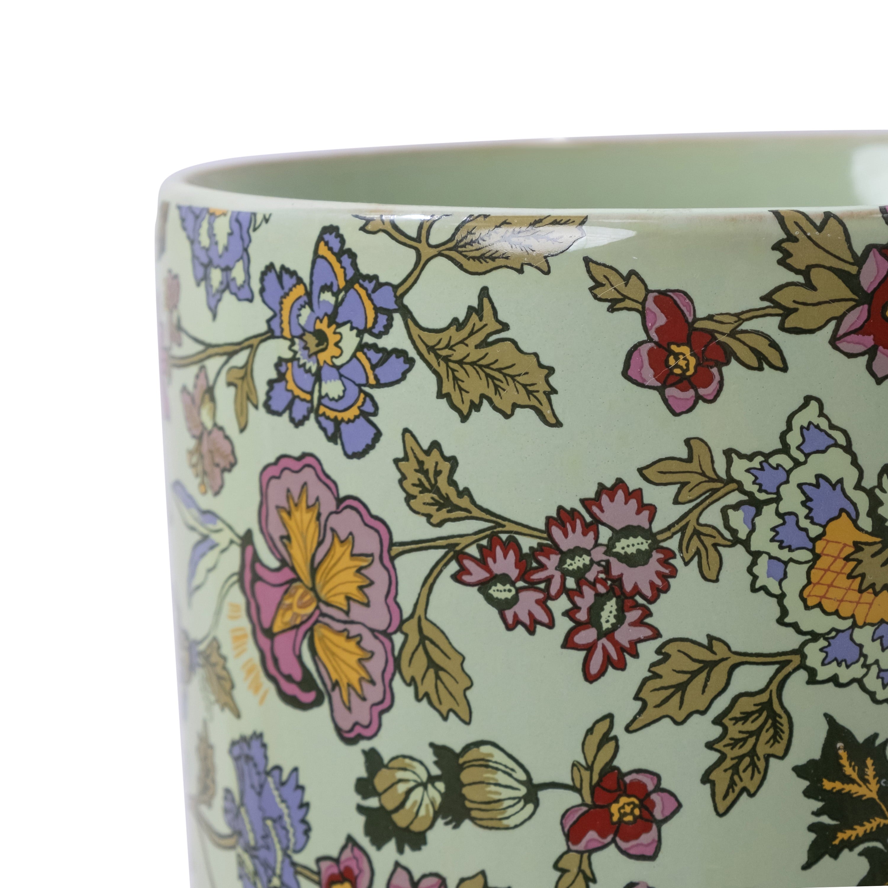 Beautiful 8" Sage Wildflower Footed Ceramic Planter by Drew Barrymore