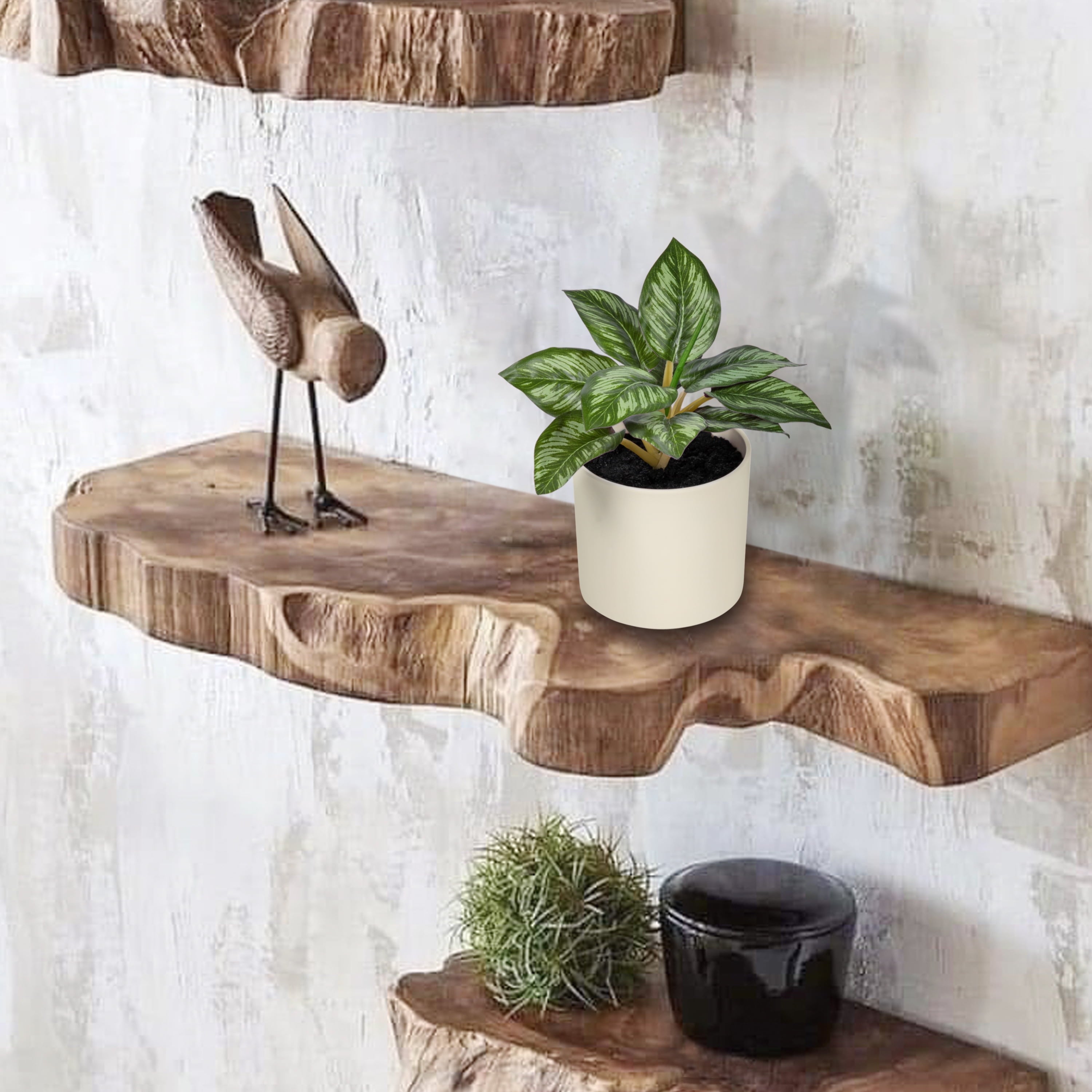 Mainstays 6.5" Artificial Purple Leaf Plant in Cream Pot