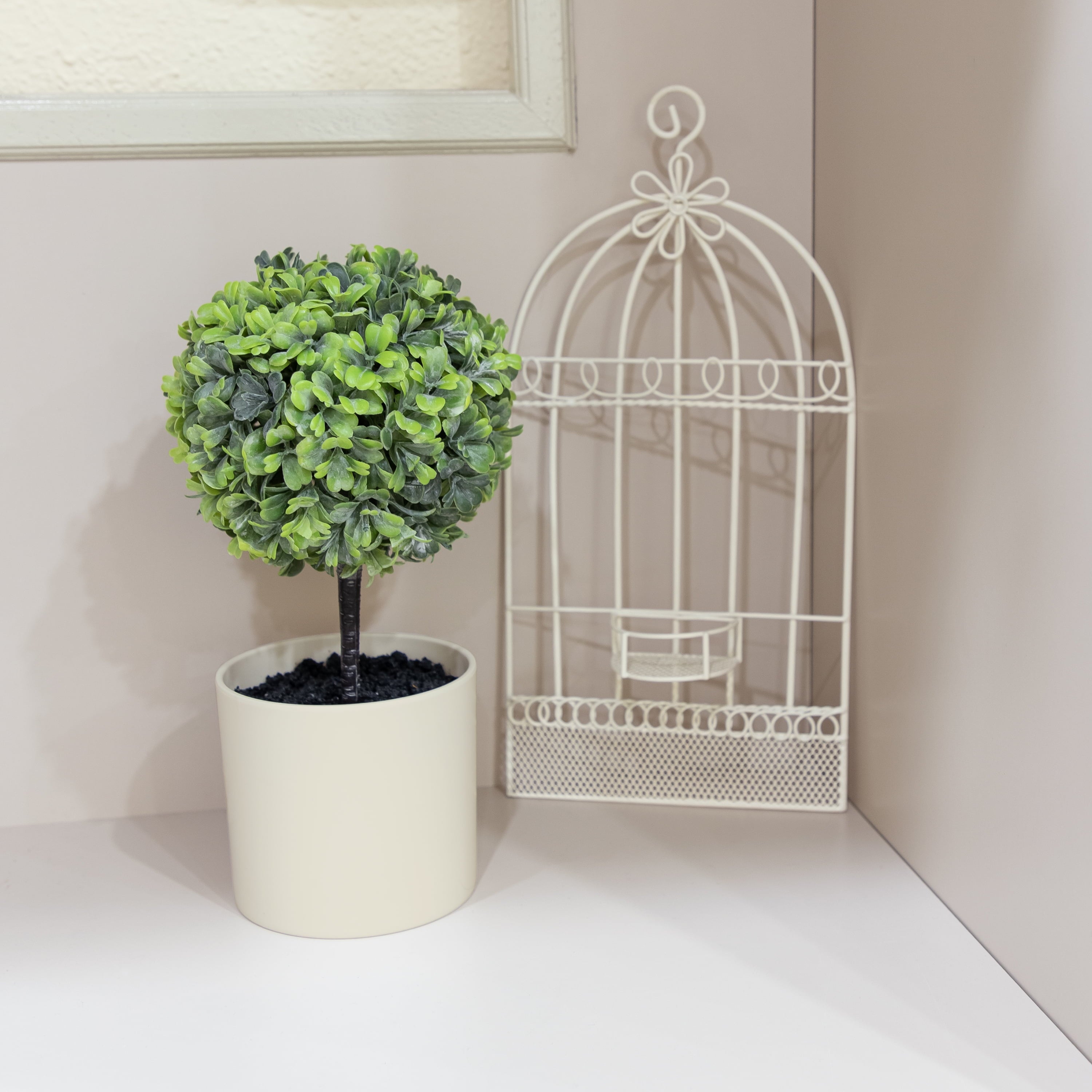 Mainstays 10" Artificial Boxwood Plant in Cream Pot