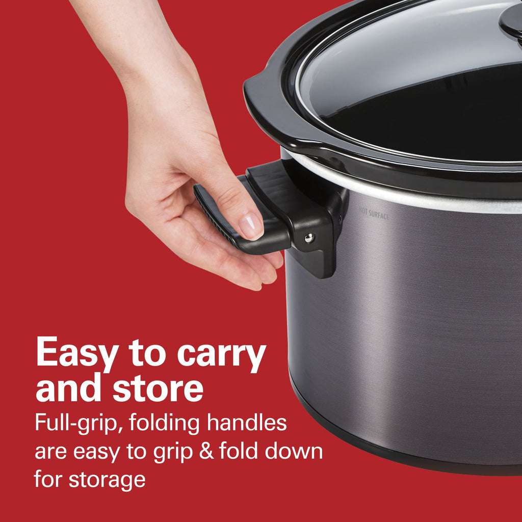 Hamilton Beach 10 Qt Slow Cooker, Stoneware Crock with Removable Pot, Black
