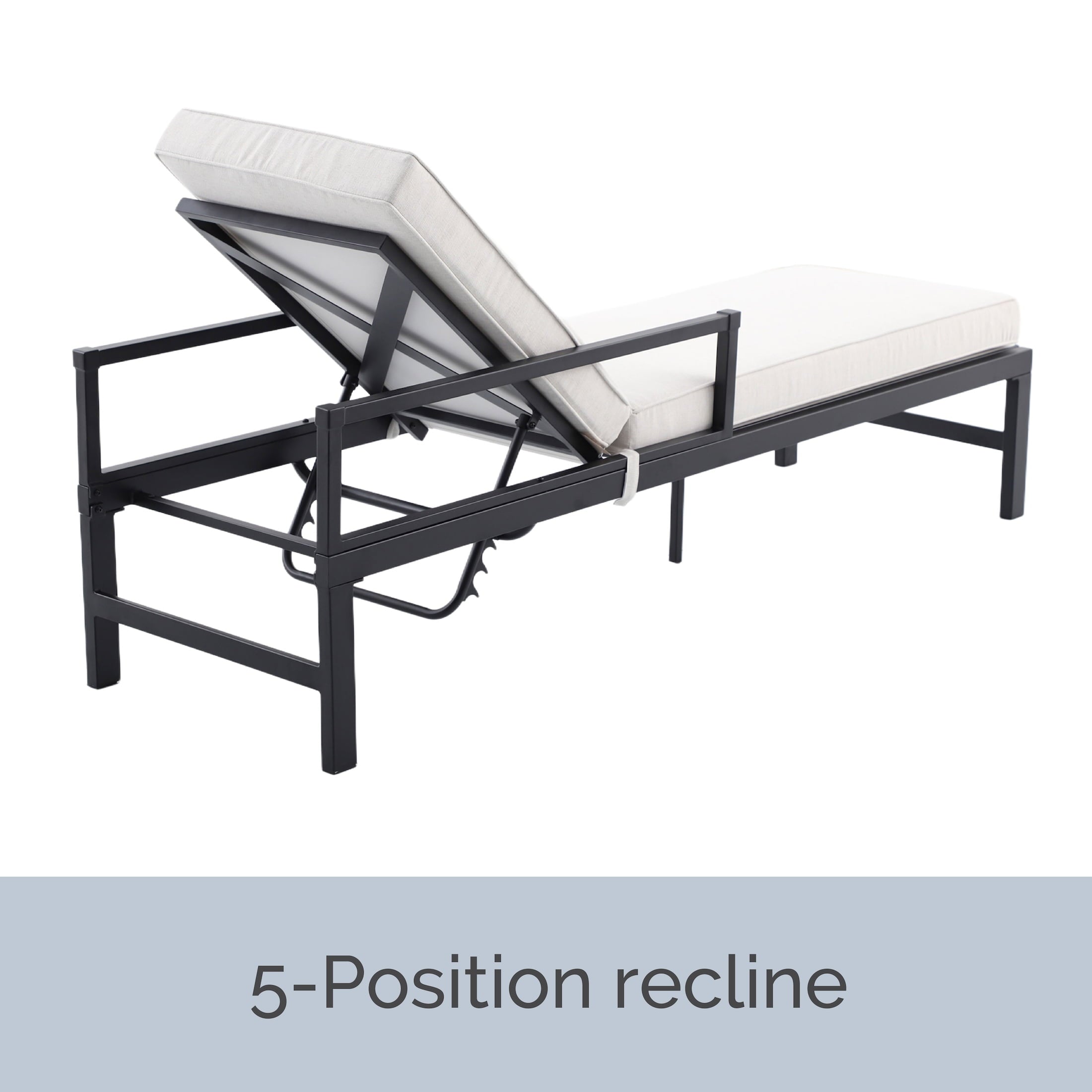 My Texas House Cambria Steel Outdoor Chaise Lounge, Black