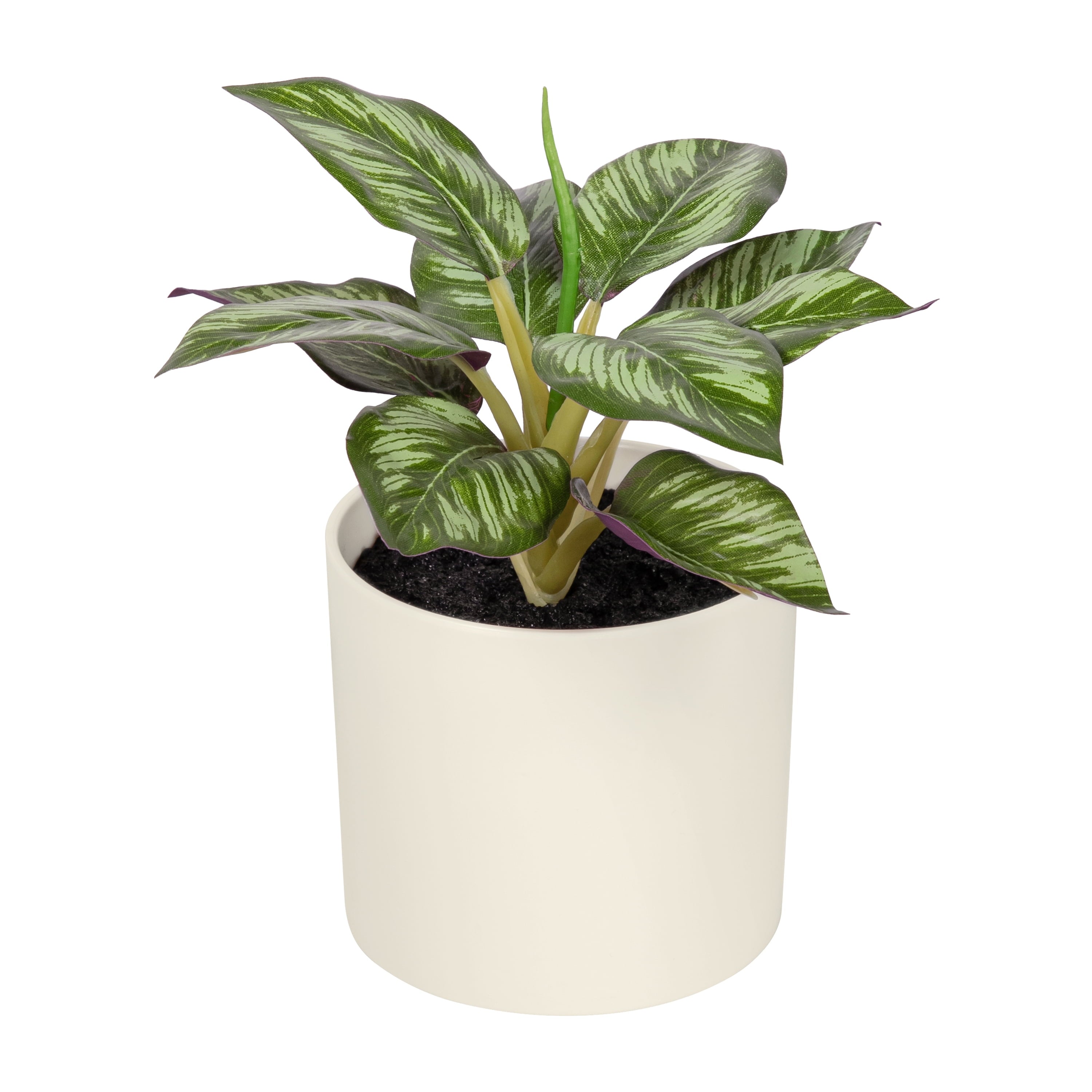 Mainstays 6.5" Artificial Purple Leaf Plant in Cream Pot