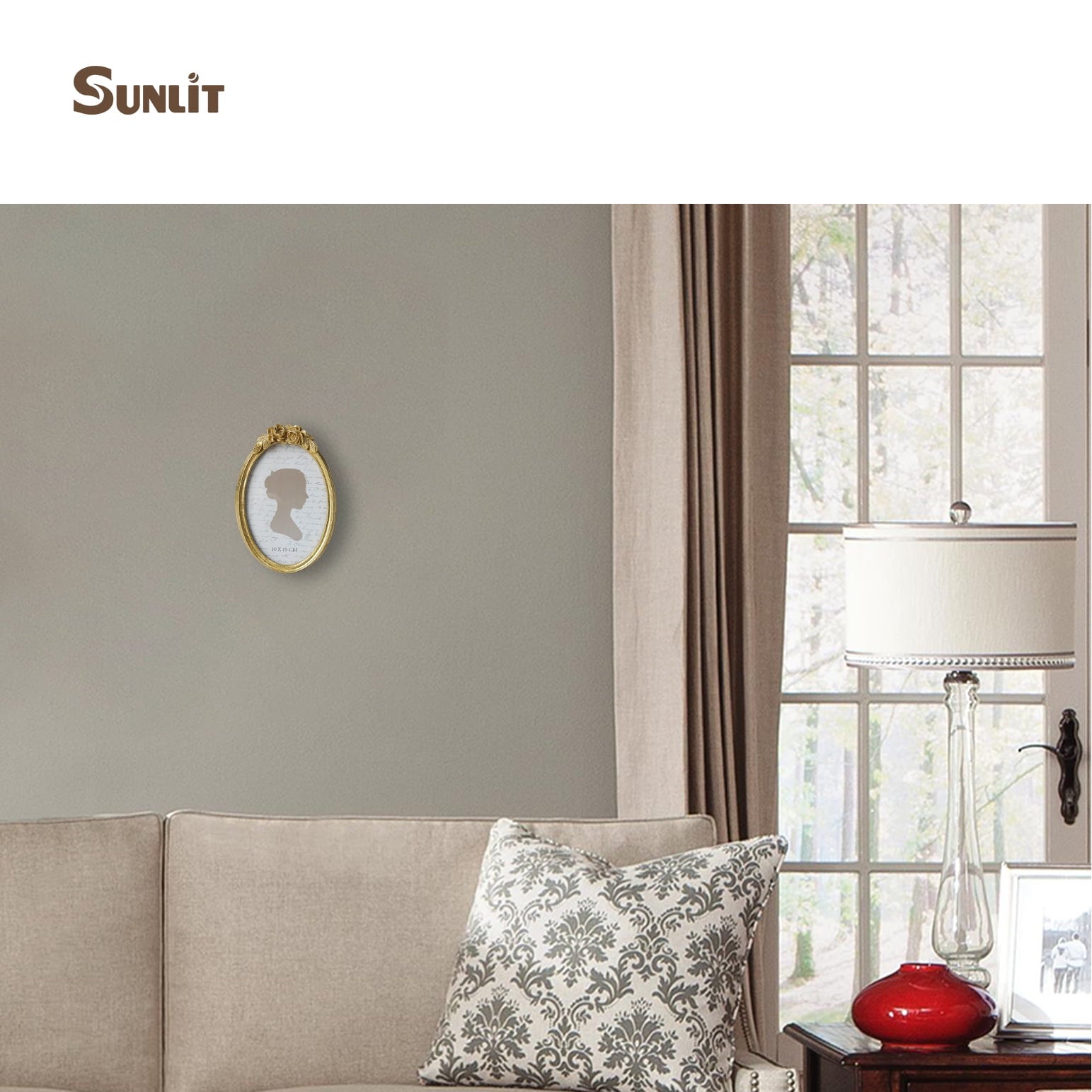 Sunlit Vintage Picture Frame 4x6 Inch, Oval Antique Photo Frames with Glass Front, Luxury Photo Display, Tabletop Wall Hanging, Gift Ideas, Golden Rose