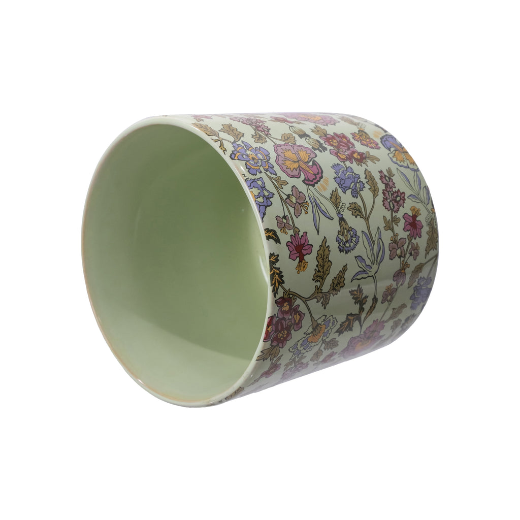 Beautiful 8" Sage Wildflower Footed Ceramic Planter by Drew Barrymore