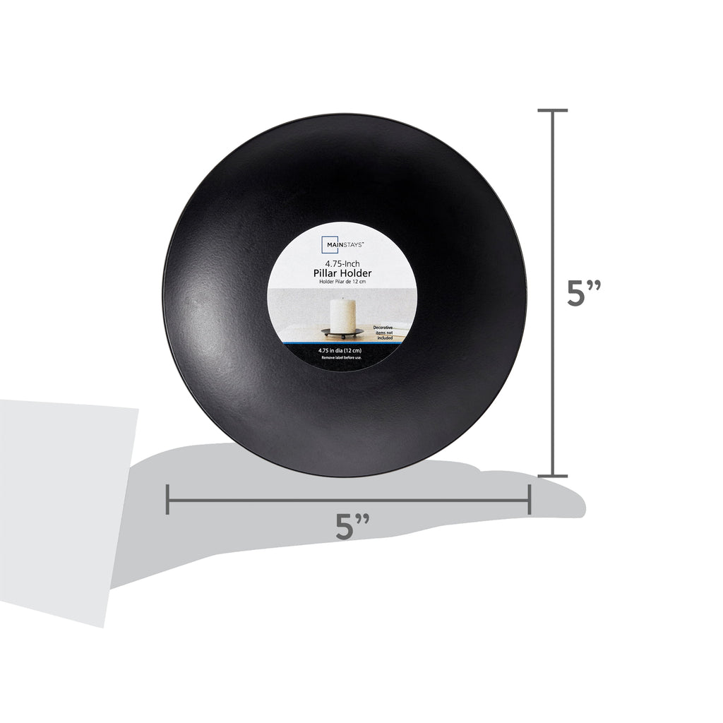 Mainstays Decorative Black Metal Pillar Tealight Candleholder Plate, 5"